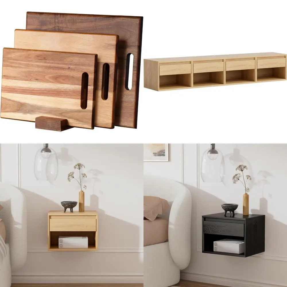 

Kitchen Acacia Wood Cutting Boards Set, 3-Piece Large Thick Chopping Boards with Handle, Durable and Versatile for Everyday Use