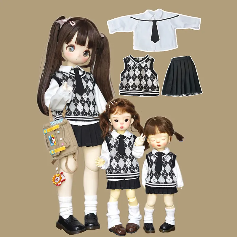 1/6 Bjd Doll Versatile Sleeveless Vest Academy Jk Shirt Pleated Skirt Trendy Shorts Knitted Socks Girl's Birthday Gift Mini Toys