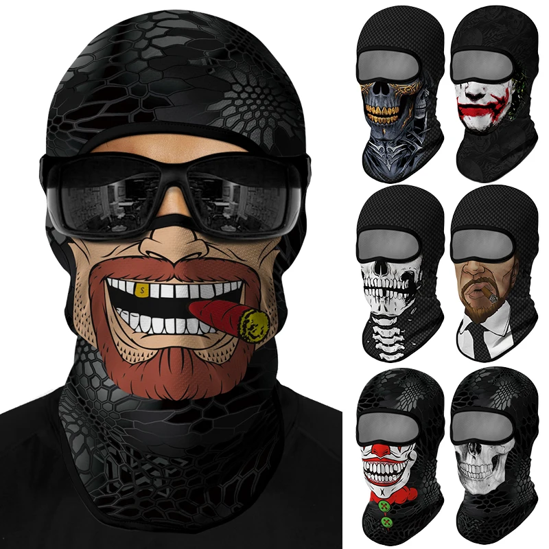 Cycling Mask Full Face Motorcycle Sun Protection Helmet Lining Summer Breathable, Skull Halloween Men's Head Cover Balaclava