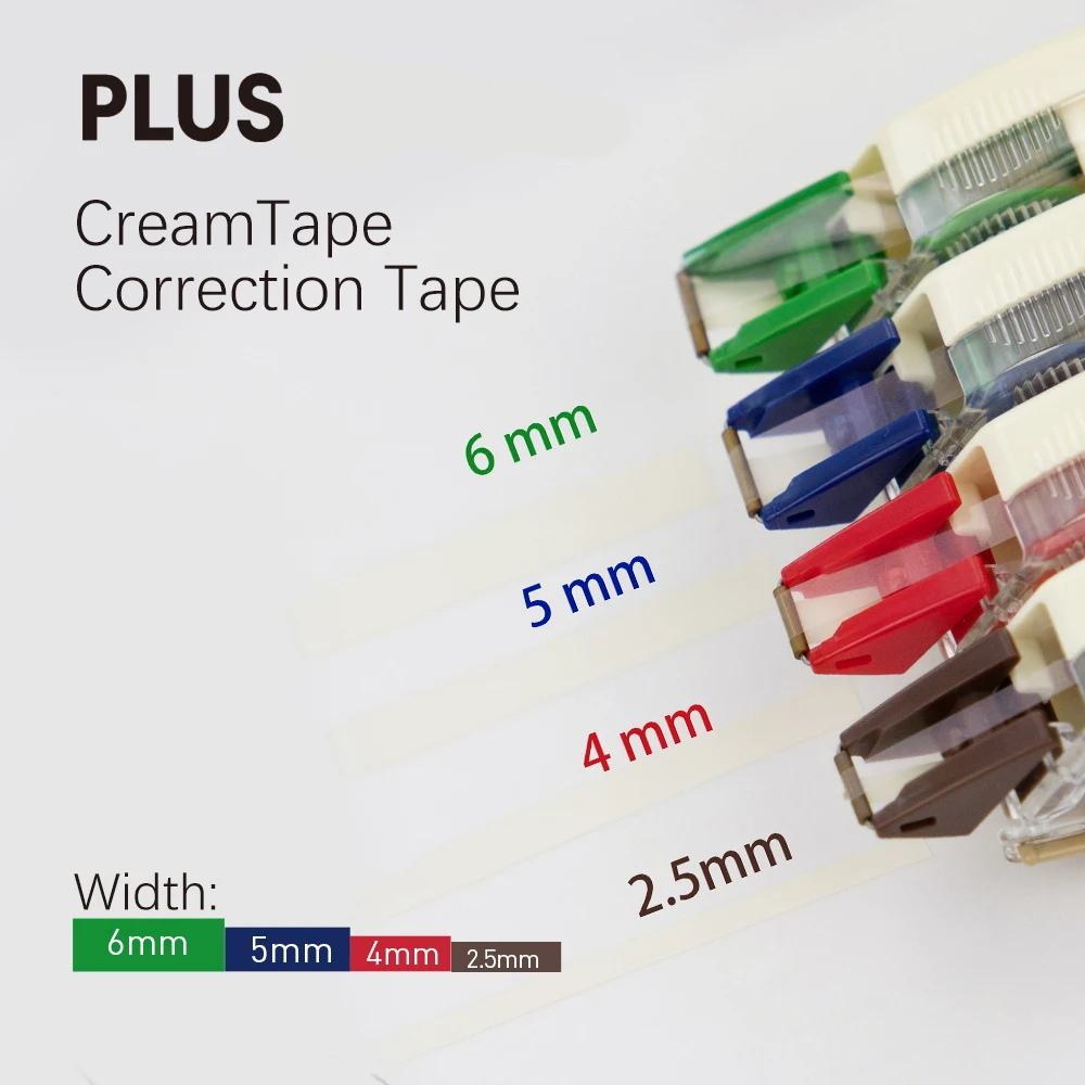 1pc PLUS CreamTape Correction Tape 6mm/5mm/4mm/2.5mm Width Mini School Supplies Portable Corrector Student Stationery