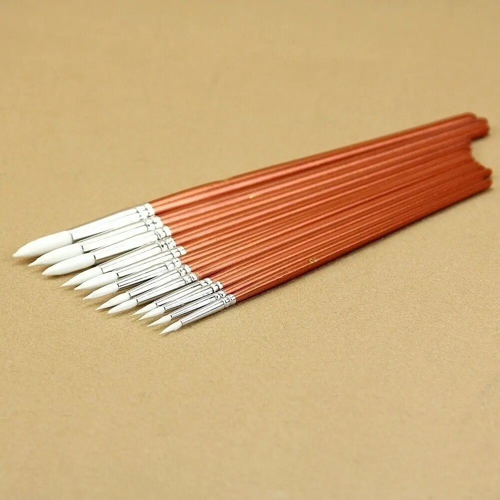 12pc/lot Fine Red Pearl Wooden Paint Acrylic Watercolor Oil Painting Artists Nylon Wool Brushes Set of Sclool Art Supplies image 5