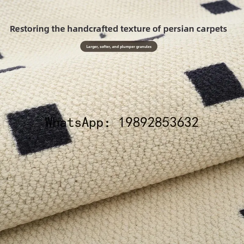 ZF Retro Carpet Chessboard Pattern Living Room Bedroom Home French Wool Blended Non slip Villa Carpet