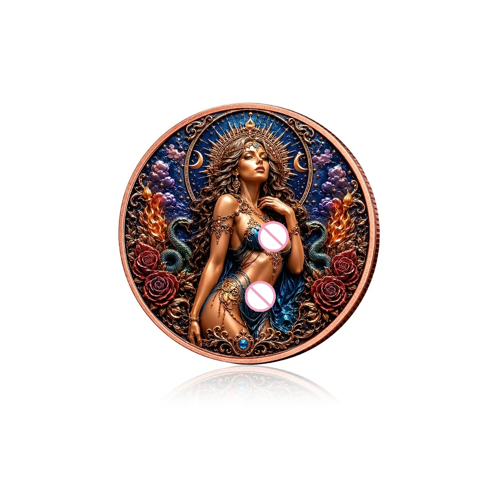 1 oz .999 Fine Copper Coin Mystic Moon Goddess Serpent Rose Beauty 1 Ounce Copper Fantasy Bullion Collectible Medal Gift