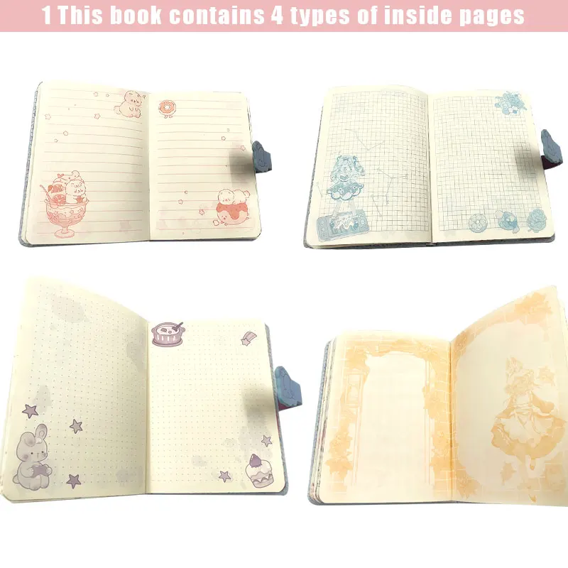 Imagem -05 - Notebook de Couro dos Desenhos Animados com Fecho Magnético Hot Stamping Diário do Estudante Vice Manual Notepad Espessado 256 Páginas Coloridas 64k