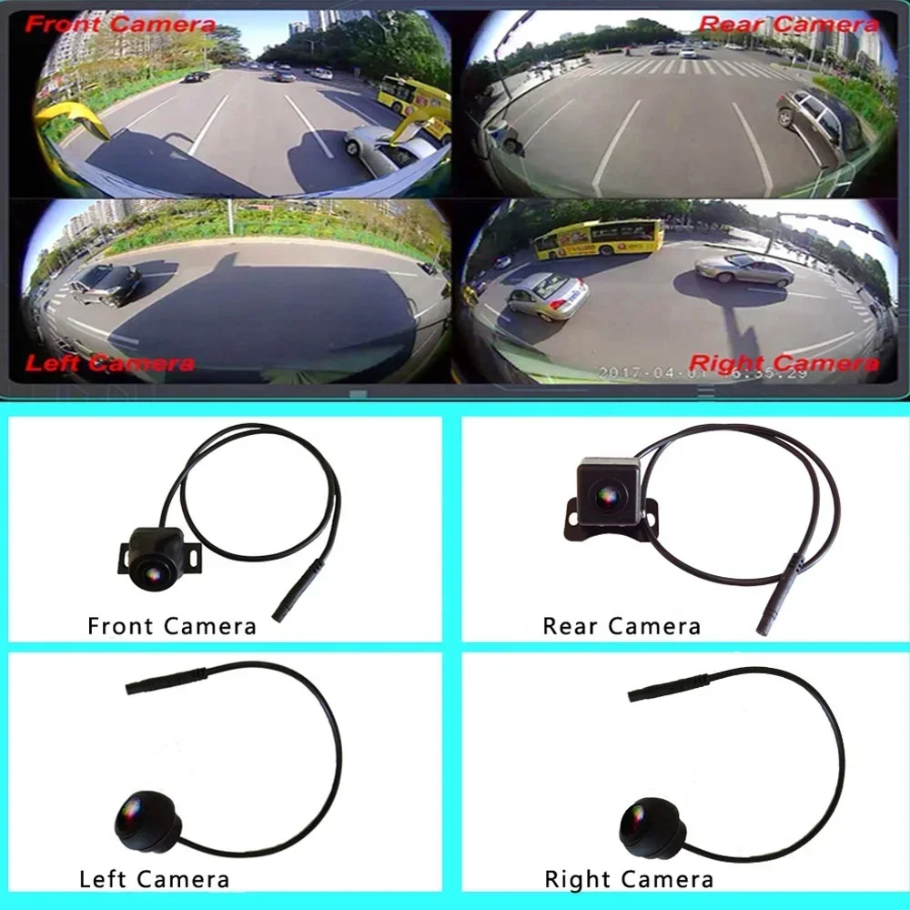 

НОВАЯ панорамная камера Podofo 360 AHD 720P, полноцветное изображение, вид на птицы, левая и правая передняя задняя камера для автомобильного радио, авто электроника