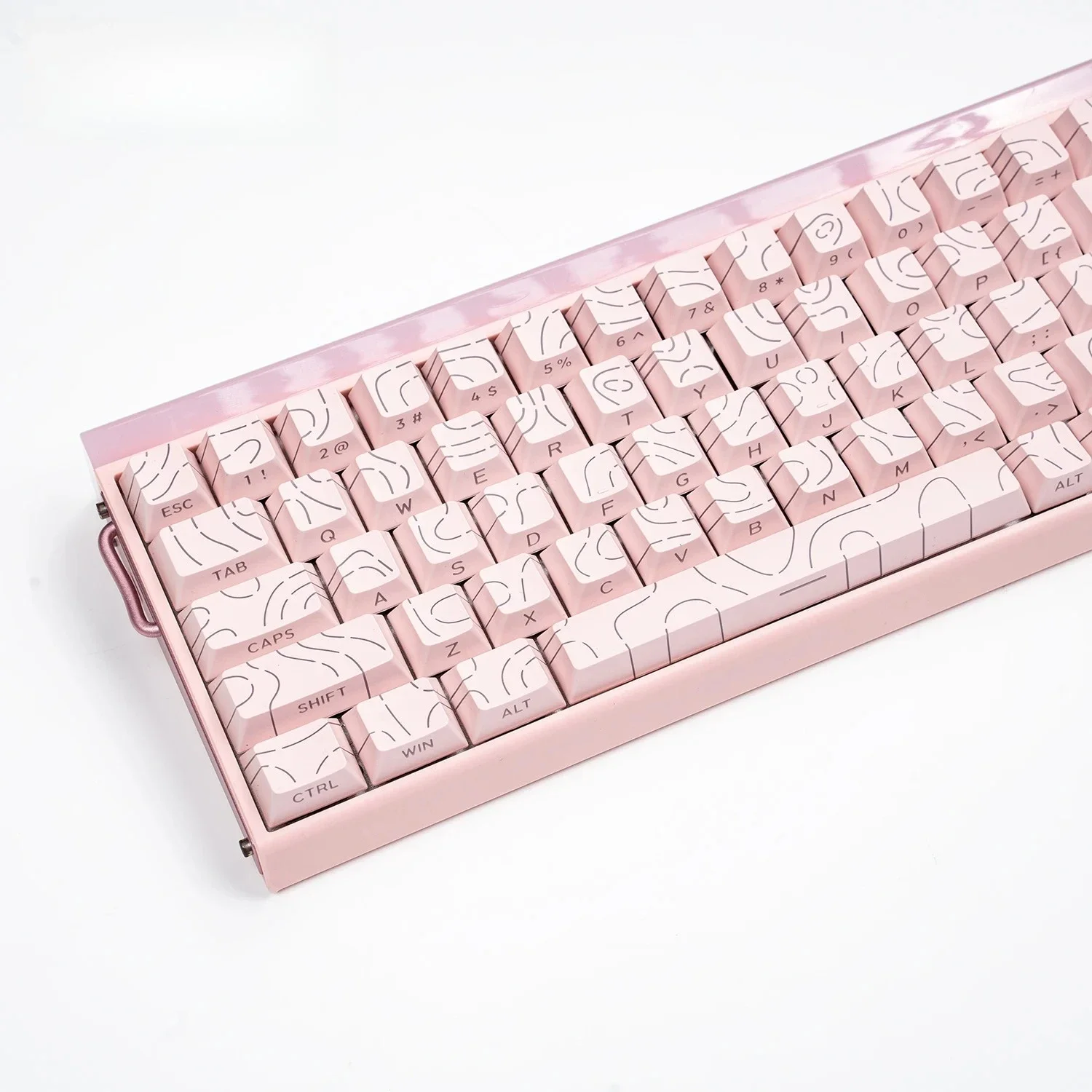 Neue topografische Konturlinien-Tastenkappen, die durch 97-Tasten Cpas PBT Cherry Profile Side Print für mechanische MX Gamer-Tastatur glänzen