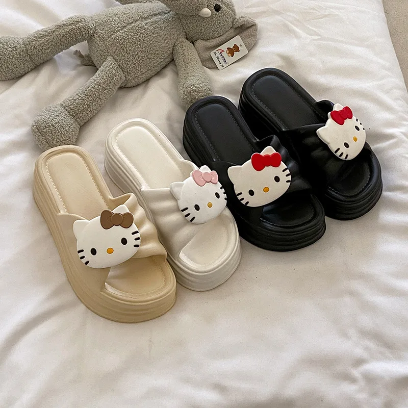 Cute Hello Kitty Women Slippers Sanrio Kawaii Summer Shoes Anime Cute Non-Slip Home Sandals Girls Student Thick Bottom Shoes view 3
