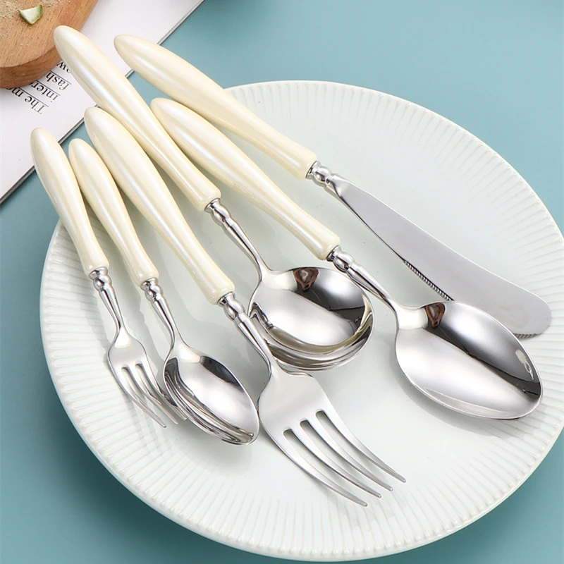 Ceramic Gourd Handle 304 Stainless Steel Cutlery Set Beauty Porcelain Tableware Dessert Spoon Forks Knife Utensils for Kitchen