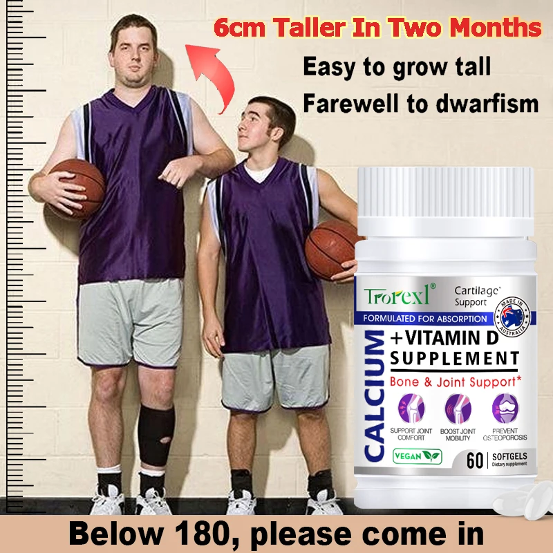 Natural Calcium Vitamin D Vegan Capsules Height Growth Pills Help Taller Promote Bone Growth and Health Support for Adults Kids