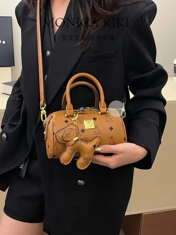 

Мини-сумка Бостон с винтажным принтом, женская сумка-подушка на плечо в стиле ретро, повседневная сумка через плечо через плечо в стиле ретро, кожаная сумка