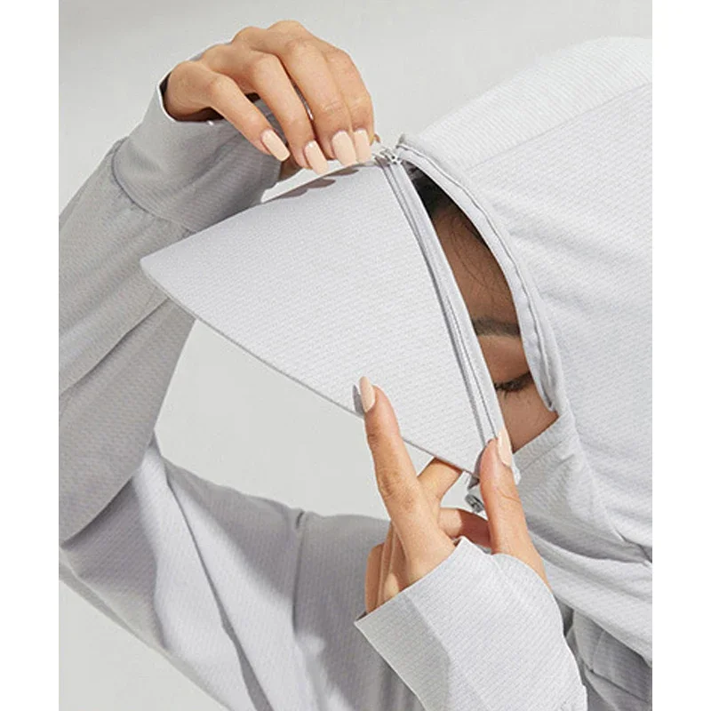 Sommer-Sonnenschutzkleidung, ultradünne, atmungsaktive Sonnenschutzkleidung für Damen, UV-beständig, große Größe, mit Kapuze, aus Eisseide