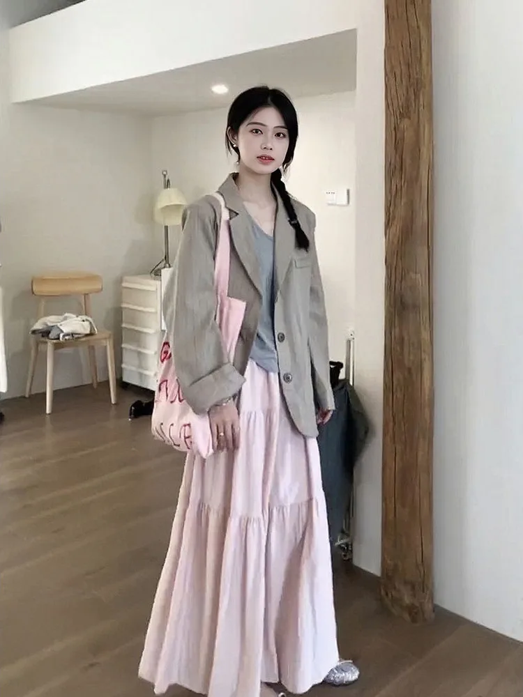 

Женское пальто больших размеров с длинными рукавами, приталенное, в модном французском стиле, для офиса, на одной пуговице