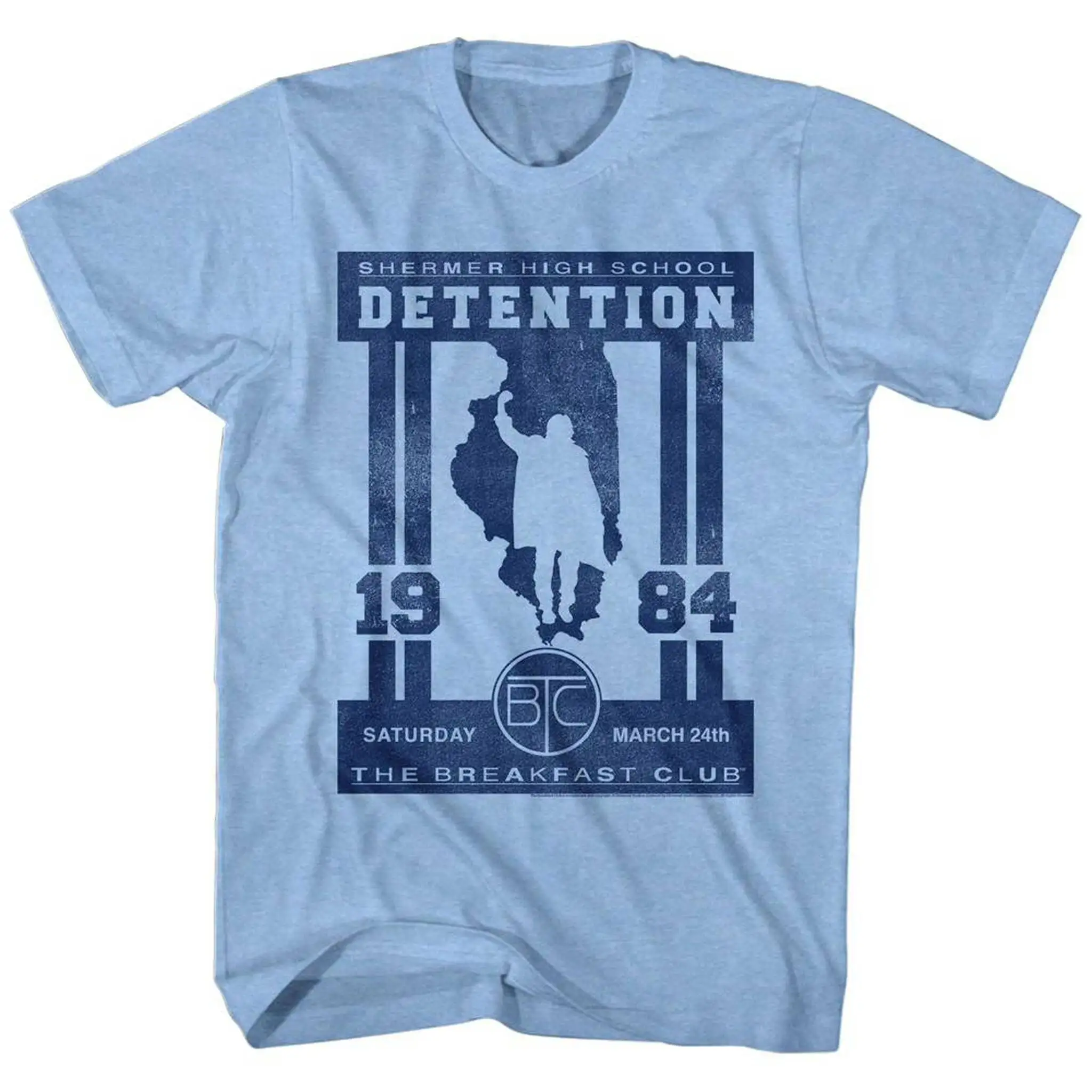 Breakfast Club Detention Light Blue Heather Adult T Shirt