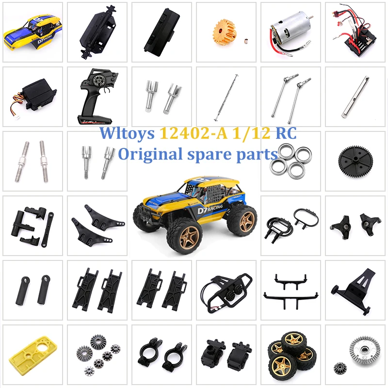 WLtoys 12402-A 12402a RC Car Spare Parts Shell Tires Servo Motor Gear Remote Controller Receiver Drive Shaft Swing Arm Etc