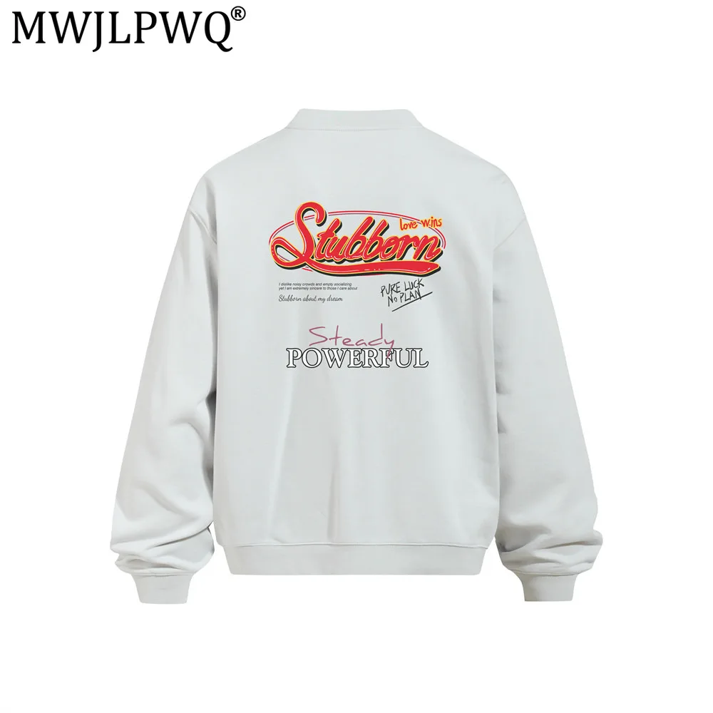 MWJLPWQ Letter Print Design Spring Autumn Men's Sweatshirt Loose Fit Round Neck Long Sleeve Vibe Street Fashion Casual Top 20686
