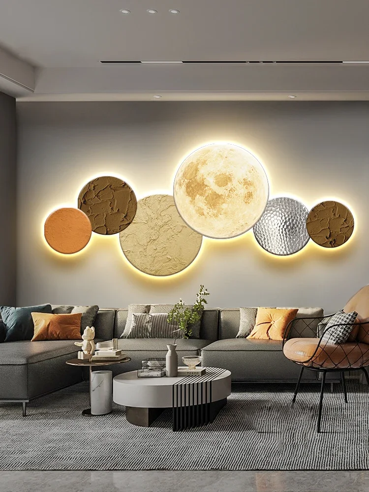 Lunar space living room decoration painting, simple modern sofa background wall, atmosphere light painting, combination ar