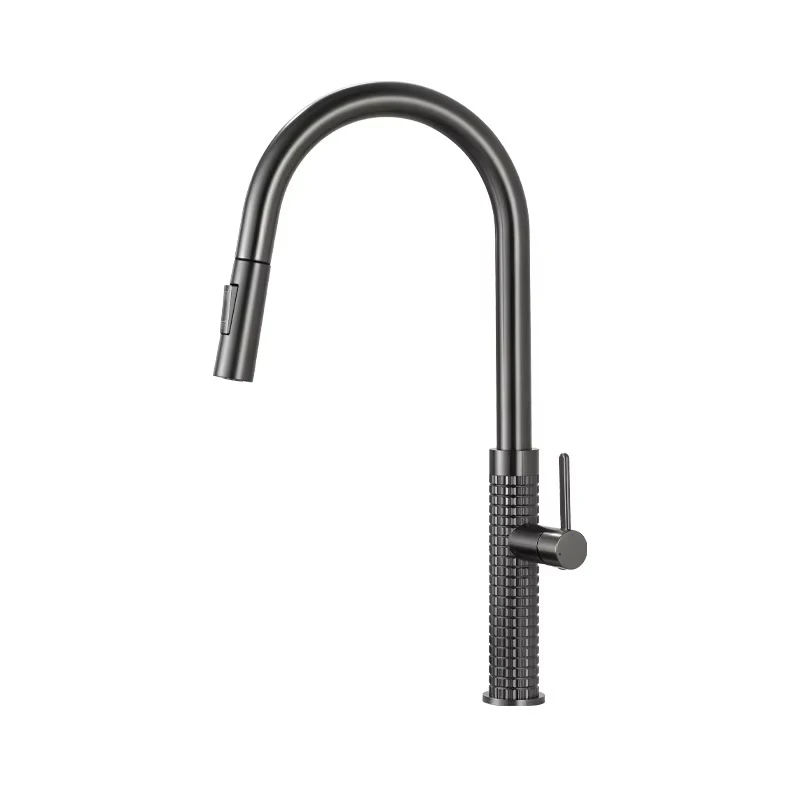 Contemporary Modern Single-Hole Deck Mounted Kitchen Faucet Dual Function Pull Out Sprayer & Sink Mixer Faucets