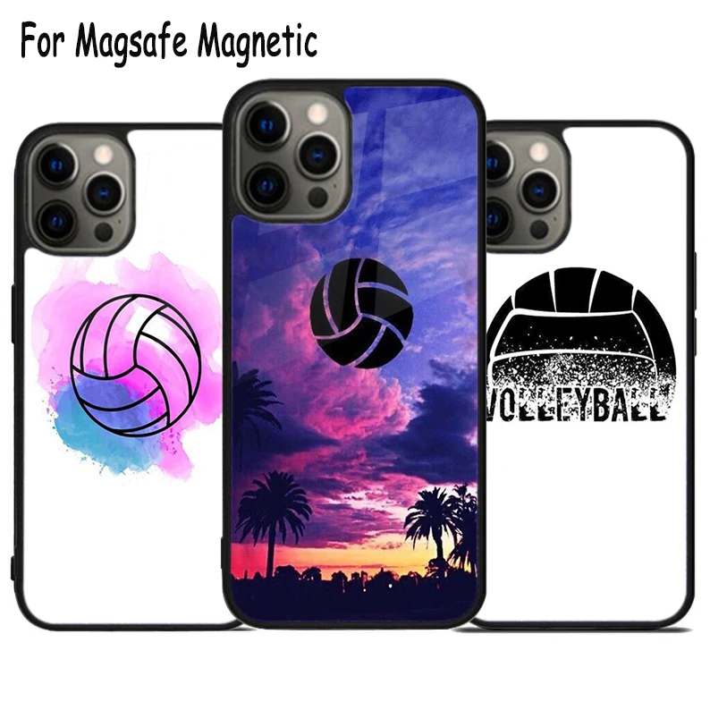 Sports Love Volleyball Wireless Charge Magsafe Phone Case For iPhone 15 16 14 13 11 12 Pro Max Plus Magnetic Bumper Cover