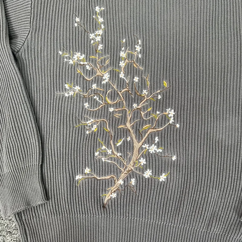 شارع العليا الاتجاه Derschutze سترة الخريف الشتاء عادية فضفاض الظهر الجاكار التطريز Derschutze محبوك البلوز