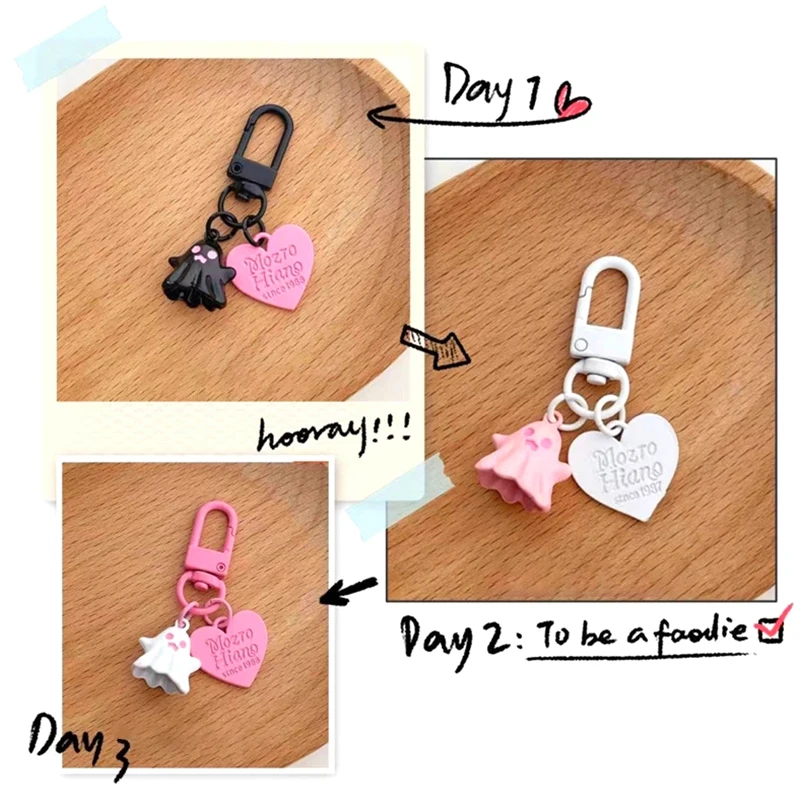 Halloween Cute Ghost Key Chain Cartoon Doll Pendant Love Key Ring Backpack Charms Car Decoration Bag Accessories