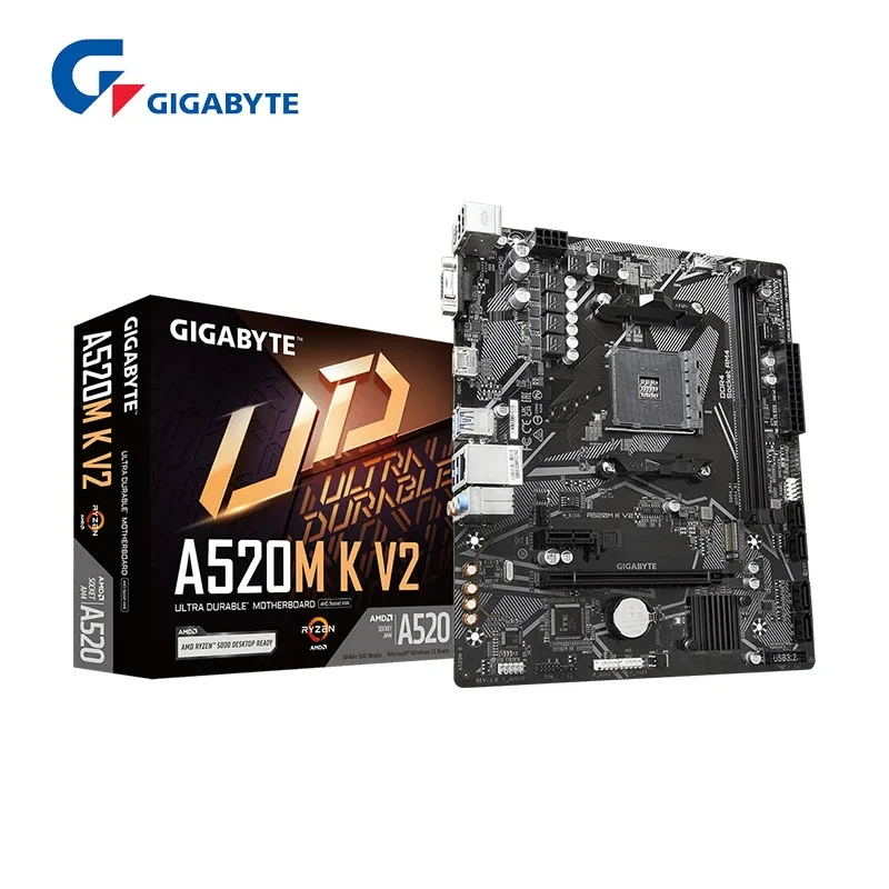 Kit de Placa-Mãe AMD Ryzen 7, 5700X3D + GIGABYTE A520M K V2, DDR4, 64GB, 5100, O.C. Micro-ATX do soquete AM4, 5700X3D, grupo A520