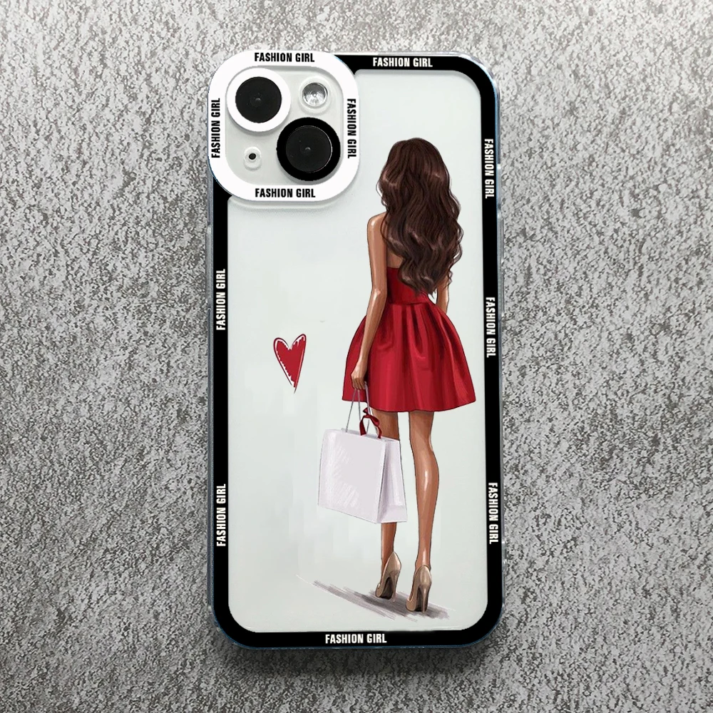 Fashion Pretty Girl  Phone Case For SamsungS24 S23 S20 S21 S22 Plus Ultra A24 A53 A54 A52 A51A71 transparent silicone soft Cover