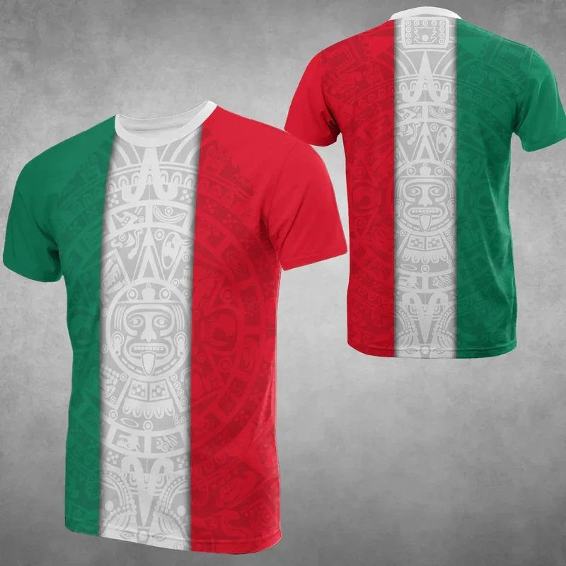 Messico bandiera nazionale aquila stampata estate maglietta o-collo da uomo Casual maniche corte Pullover Oversize Sport Jersey abbigliamento uomo
