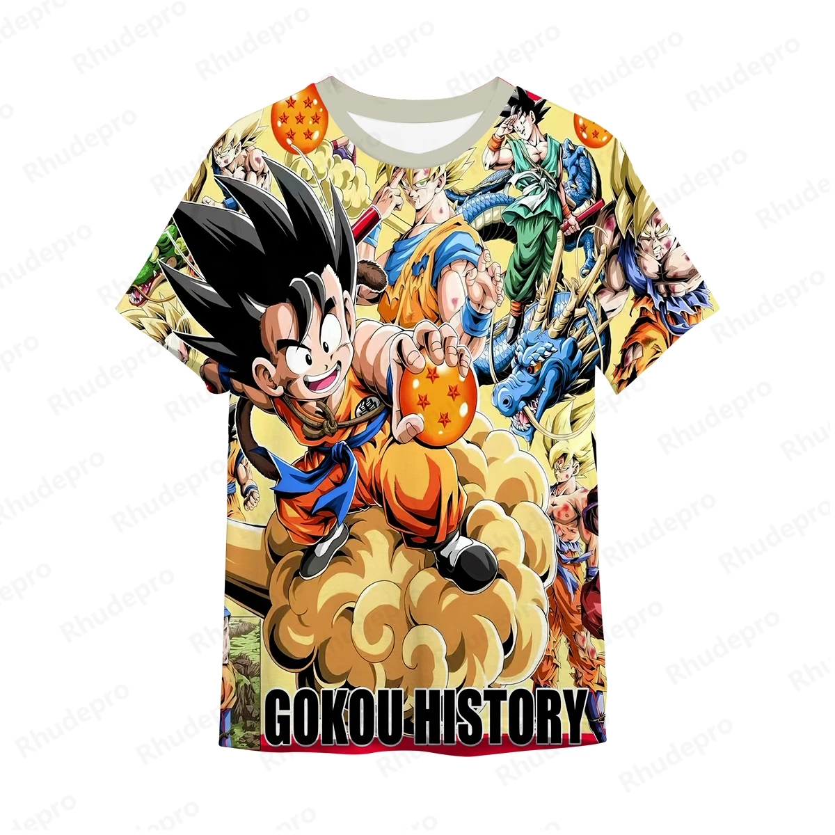 

2025 Goku Men's T-Shirt Short Sleeve Tops Dragon Ball Anime Hip Hop Children Clothing Trend Shirts Super Saiya Summer Boy Girl