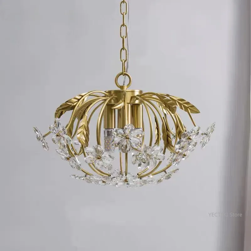 Light luxury and minimalist pumpkin crystal flower pendant lamp, living room, dining room, bedroom, foyer, study, dressing room