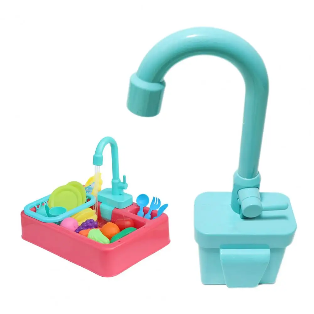 Running Water Toy Faucet Rotatable Toy Faucet with Running Water for Kids Playhouse Kitchen Sink Battery Operated for Boys