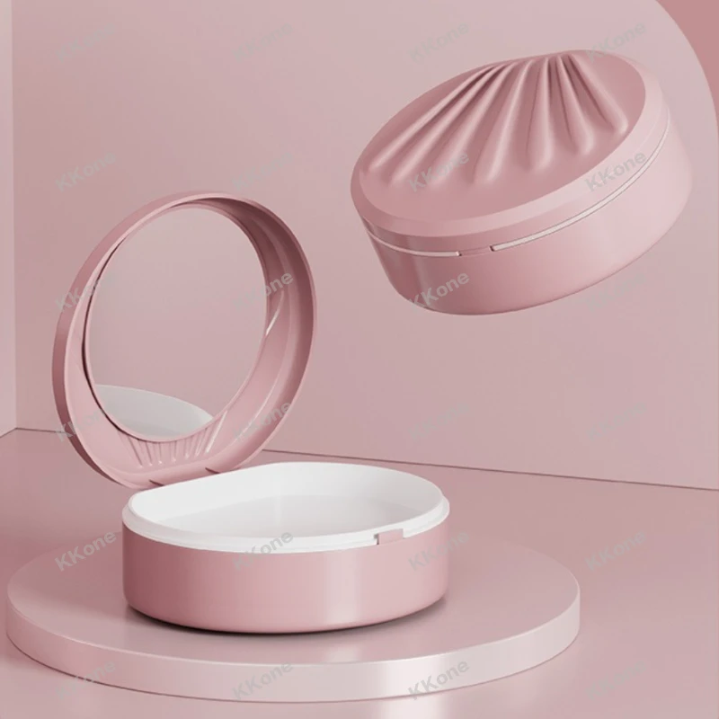 

10 шт. двухслойный портативный чехол для выравнивания зубов с зеркалом, скрытое хранилище, невидимые брекеты, хранение и чистка зубных протезов, уход за полостью рта