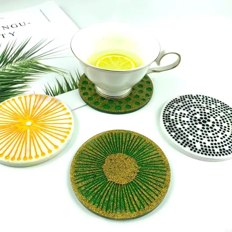 M76B Leopard Print Round Tea Coffee Pad Silicone Mold Storage Tray Mold