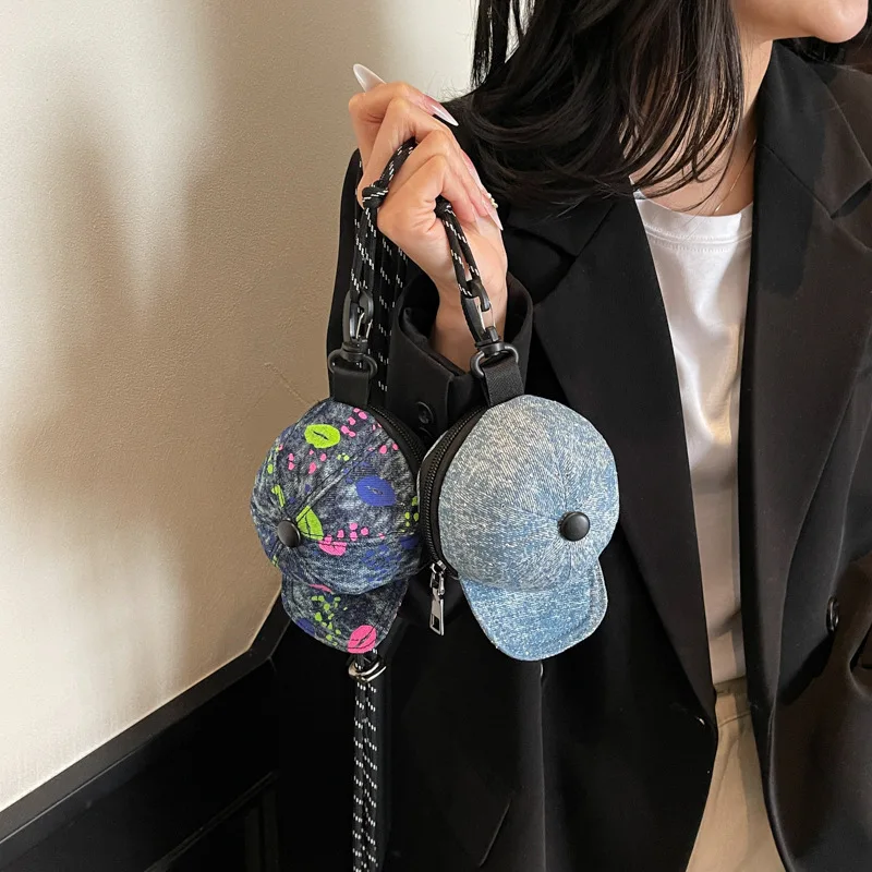 

2025 Baseball Cap Shaped Headphone Case Unisex Crossbody Waist Bag Creative Backpack Clip on Pouch for Outdoor Sports