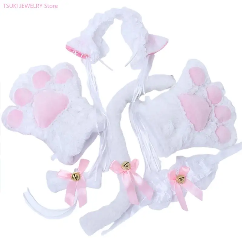 62ke لآذان القط غطاء الرأس Arctume أقواس الأزياء المزينة مع Bells Anime Cosplay #2