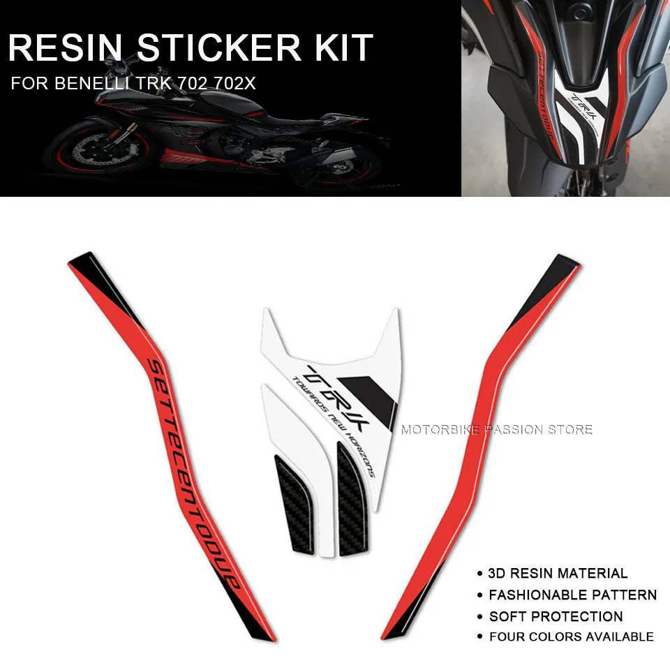 Motorcycle Accessories 3D Epoxy Stickers Kit Motorcycle front end Protection Stickers for Benelli TRK 702 TRK 702X 2023-