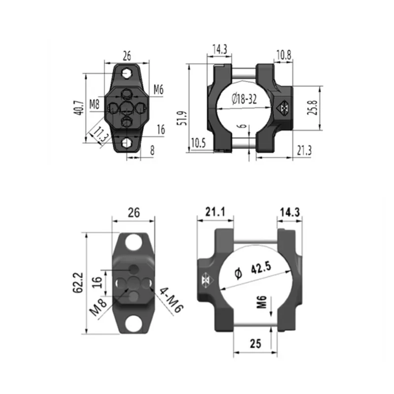 Motorcycle Expansion Bracket Fixing Clamp 18-32mm 32-42mm Tube Mounting Universal