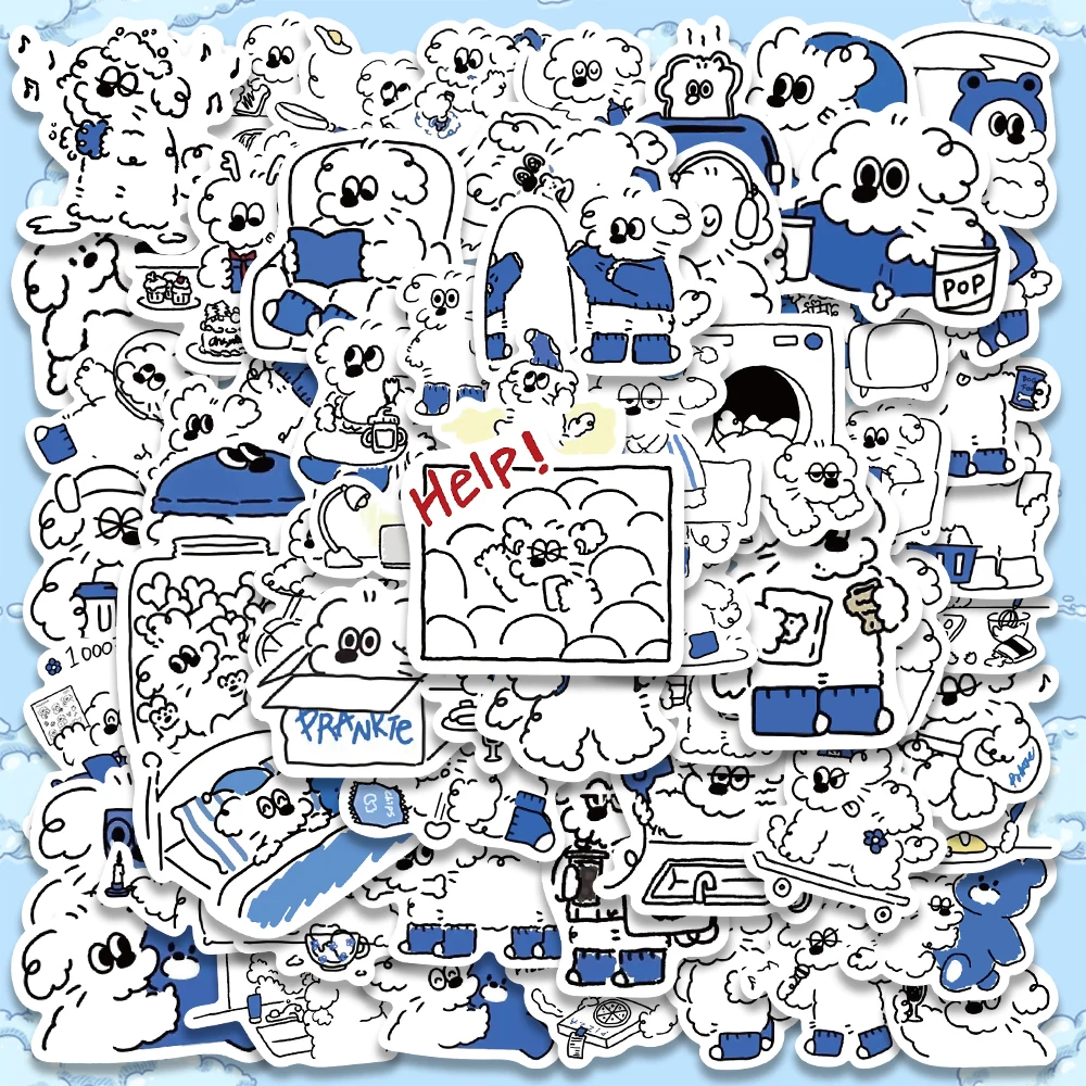 65PCS Kawaii Naughty Puppy Dog Stick Figure Sketching Graffiti Stickers Luggage Fridge Laptop Waterproof Classic Gift Sticker