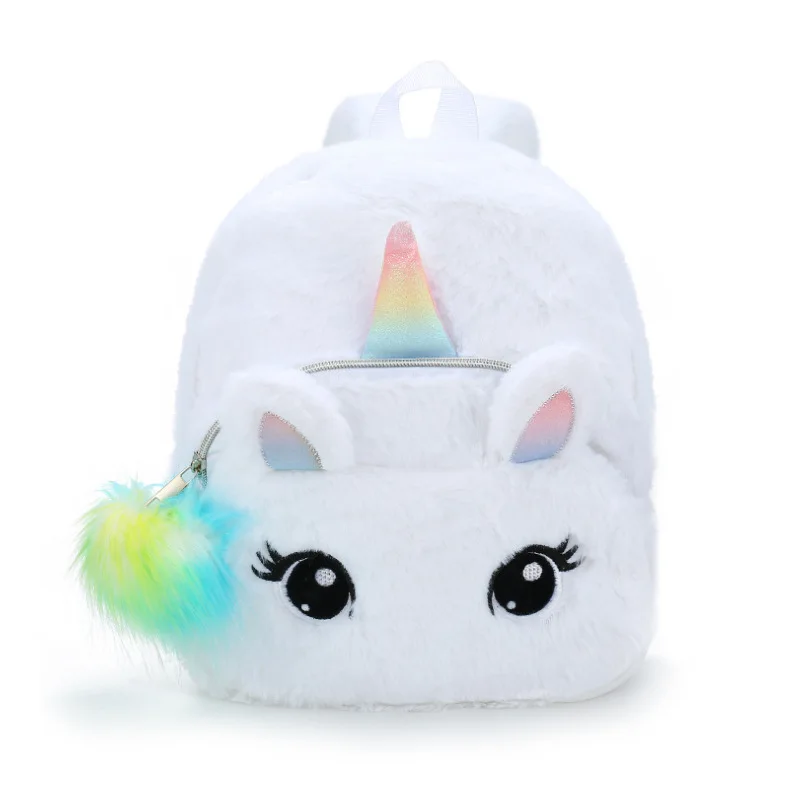 300mmUnicorn girl plush backpack kindergarten big class baby bag cute cartoon 2-3-5 year old schoolbag girl