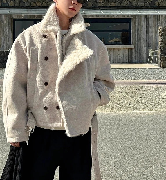 Men's Parkas 2025 Winter New Fleece Lined Thickened Long Sleeve Solid Color Coats Male Handsome Pocket Decoration Warm Parkas