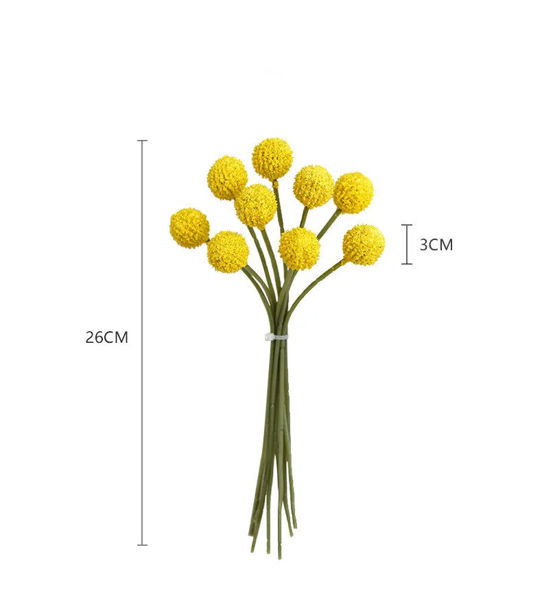 Künstliche Blume, Craspedia-Trommelhammer, Chrysantheme, 9 Köpfe/Blumenstrauß, goldene Kugel für Heimdekoration, Löwenzahnblume – Detail 2
