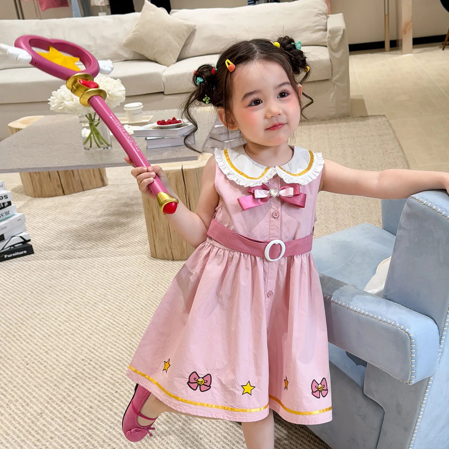 2026 New Fashion Summer Girls Dress Summer Thin Doll Collar Sleeveless Princess Dress Class A Baby Dress Sweet and cute
