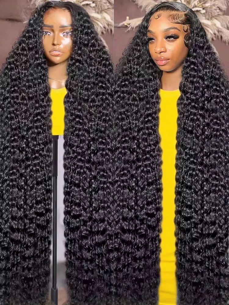 

40 46 Inch Water Wave Curly Lace Front Wigs 300% Density Brazilian Deep Wave 13x4 13x6 Lace Frontal Human Hair Wigs For Women