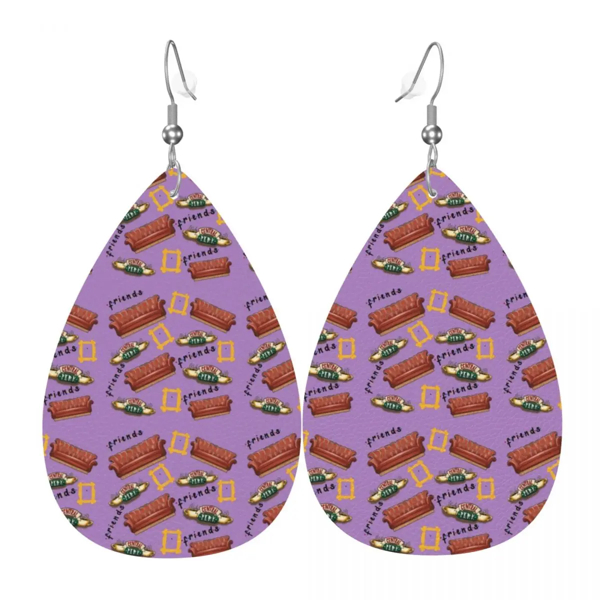 

Custom Drop Dangle Earrings Friends Leather Teardrop Earrings TV Show PVC Leather for Gifts Dainty Jewelry