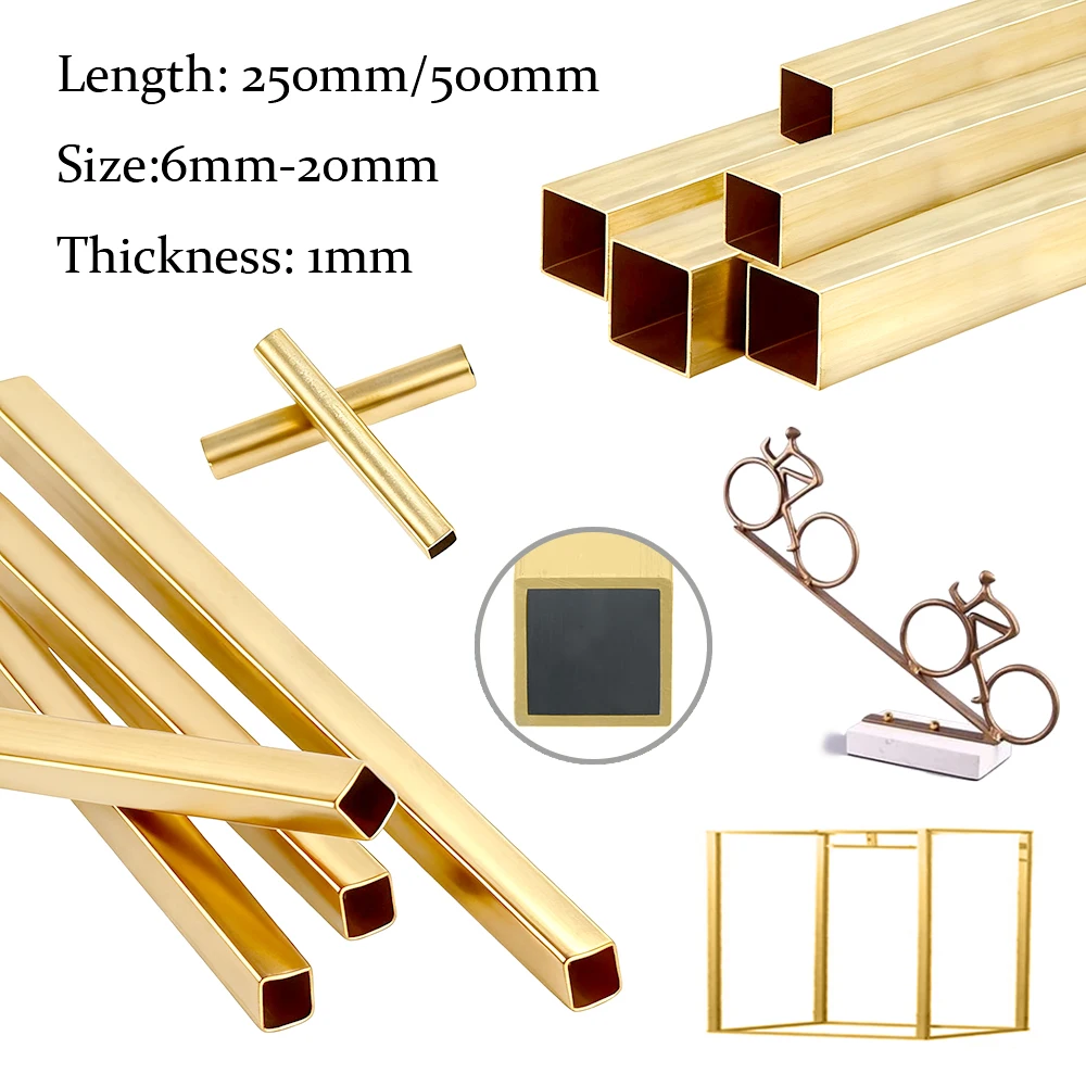 1pcs Hardware Brass Hollow Square Tube 6-20mm 250/500mm Length High Quality for DIY Model Making Supplies Brass Square Pipe