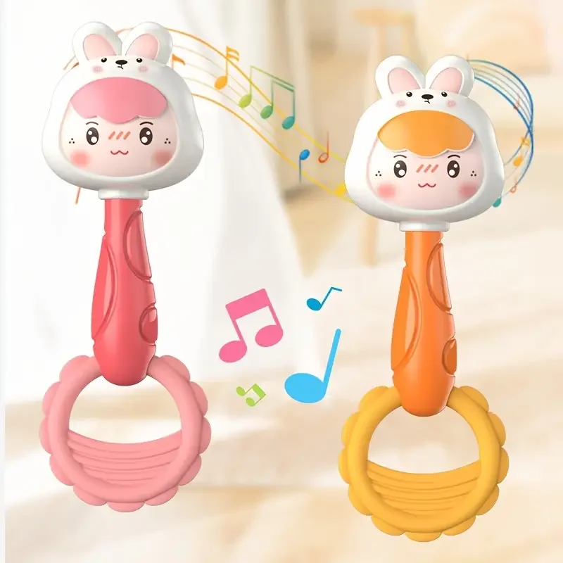 Cartoon Animal Rattle handbell, Newborn Sensory Development Grasp Learning Toy, Baby Chew Kids Early Education Puzzle Gift