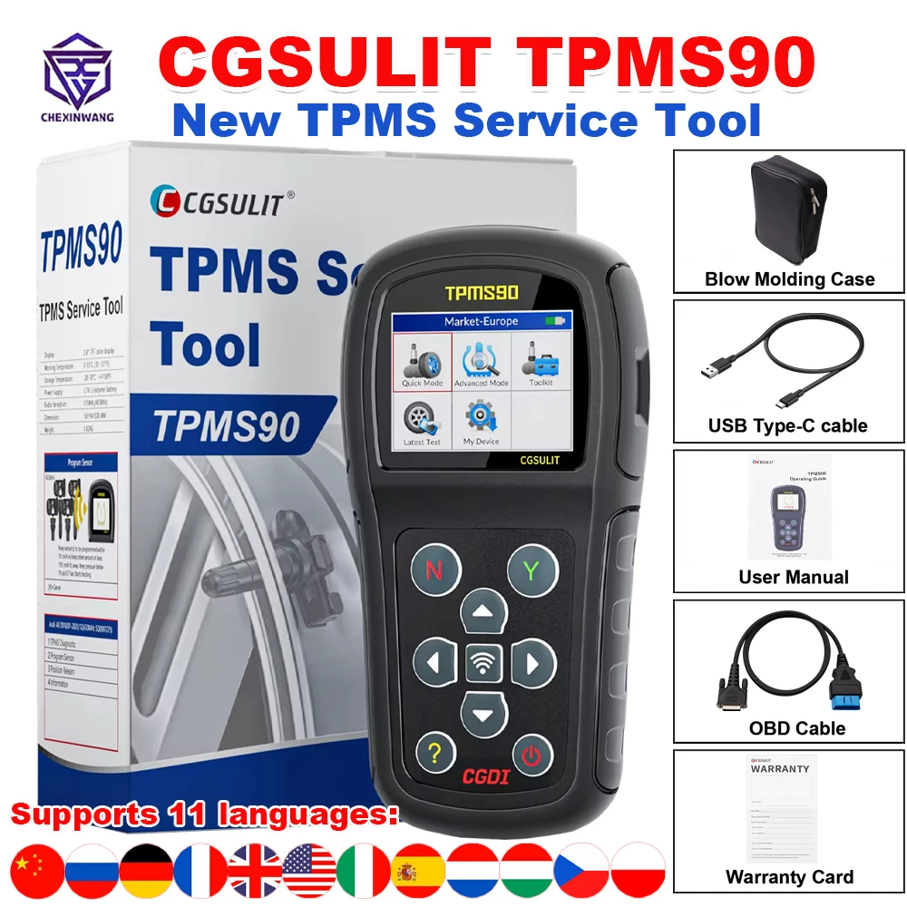 

CGSULIT TPMS90 Universal TPMS Programmer Tool 315MHz/433MHz Car Tire Pressure Detector Diagnose/Activate/Relearn Sensor PK I-TPM