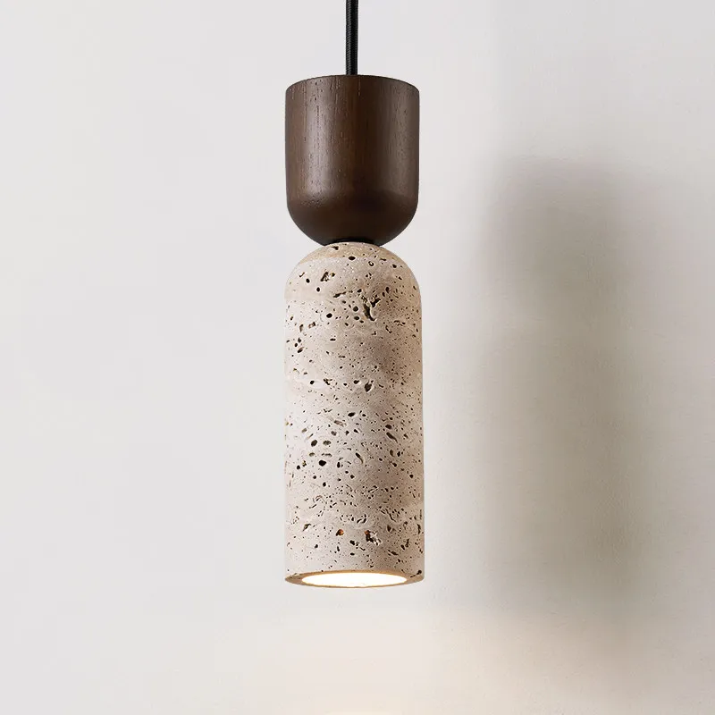 Middle-aged Vintage Yellow Cave Stone Chandelier Retro Bedroom Bedside Minimalist Dining Room Counter Pendant Lamp Indoor Decor
