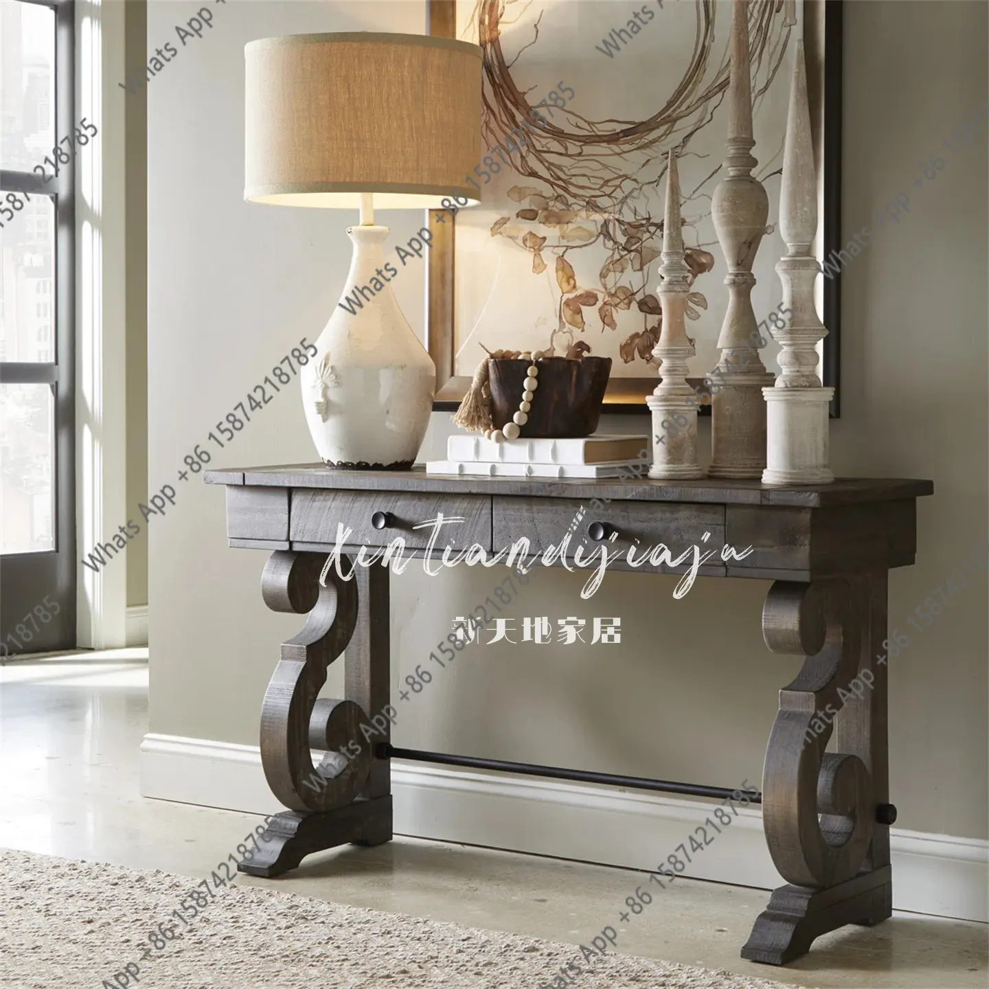 

Американский деревенский шкаф для прихожей, шкаф-перегородка для гостиной, французский ретро-шкаф из массива дерева для прихожей, домашний стол