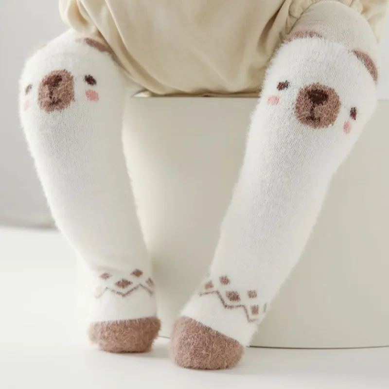 Premium Mink Lined Baby Over The Knee Socks Thickened Fleece for Newborns Autumn Winter Warmth Loose Fit 0-3 Years​
