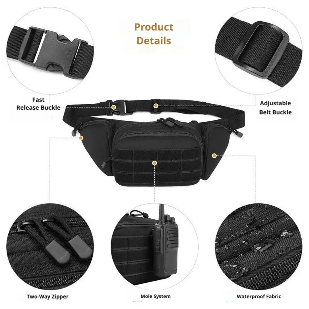 Tactical Waist Pack Waterproof Hip Bag Adjustable Belt Outdoor Climbing Camping Cycling EDC Storage Pouch for Men Women Gear New - view 5